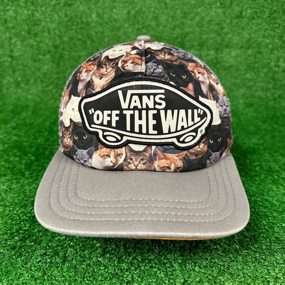 Vintage Vans ASPCA Snap Back Trucker Hat Off The Wall Mesh Cats Cat Print